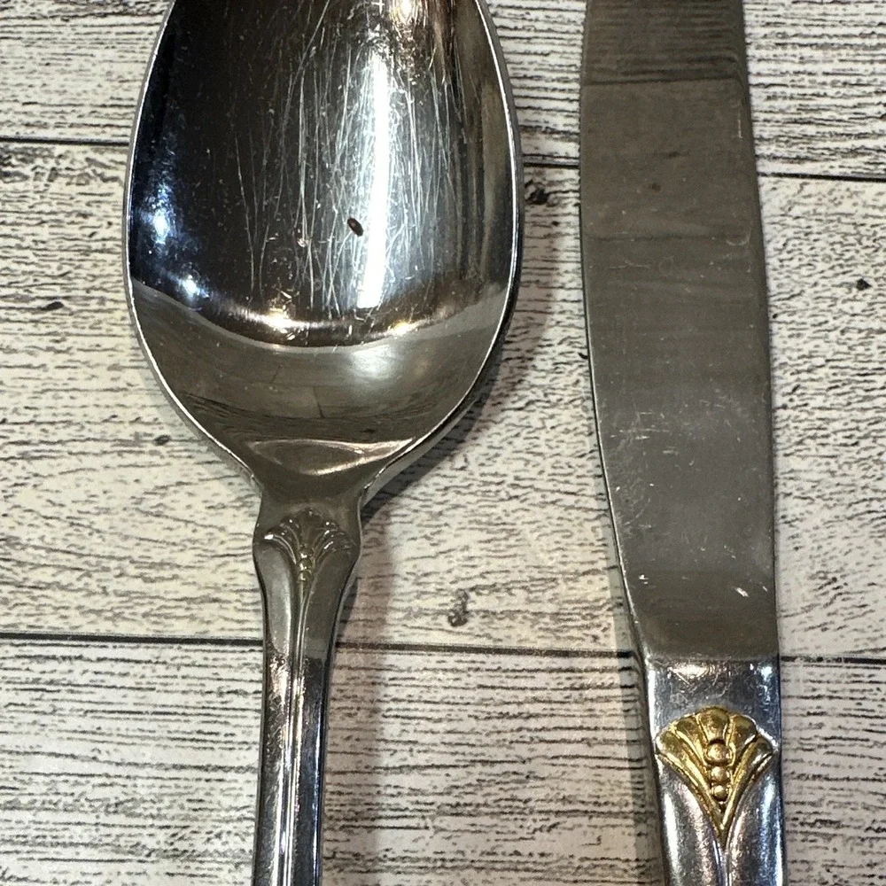 Towle Santa Barbara Stainless Steel Flatware 4PC Vintage *Some Gold Missing* SKF